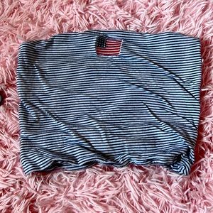 Blue and white striped tube top